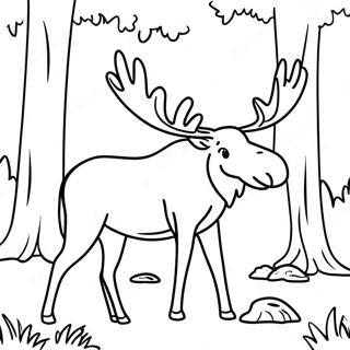 Majestic Moose in Forest Coloring Page | Moose coloring page