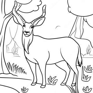 Graceful Antelope in the Wild Coloring Page | Antelope coloring page