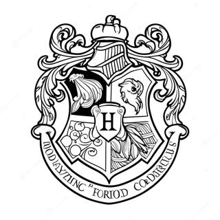 Detailed Hogwarts Crest Coloring Page | Hogwarts Crest coloring page