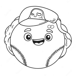 Cute Softball with Smile Coloring Page | Softball coloring page
