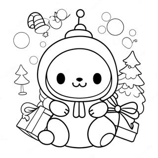 Christmas Sanrio Characters Coloring Page | Christmas Sanrio coloring page