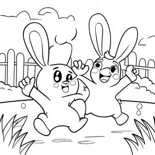 Funny Rabbids Playing in the Park Coloring Page | Rabbids coloring page