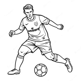 Soccer Player Dribbling the Ball Coloring Page | Soccer Player coloring page
