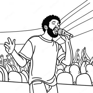 Brent Faiyaz Singing on Stage Coloring Page | Brent Faiyaz coloring page