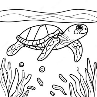 Realistic Sea Turtle Swimming Coloring Page | Realistic Sea Turtle coloring page