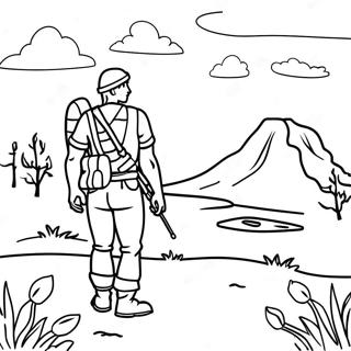 Survivor in a Deserted Landscape Coloring Page | Last on Earth coloring page