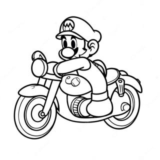 Mario on Colorful Motorcycle Coloring Page | Mario on Motorcycle coloring page