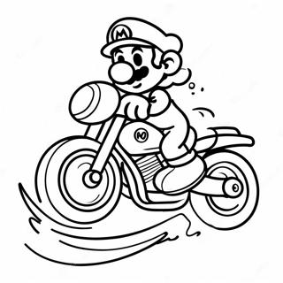 Mario Racing Fast on Motorcycle Coloring Page | Mario on Motorcycle coloring page