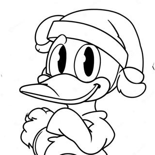 Donald Duck in a Santa Hat Coloring Page | Donald Duck Christmas coloring page