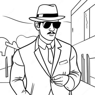 Stealthy Secret Agent in Disguise Coloring Page | Secret Agent coloring page