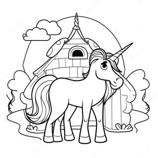 Unicorn House Coloring Page | Unicorn House coloring page