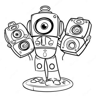 Titan Speakerman with Colorful Speakers Coloring Page | Titan Speakerman coloring page
