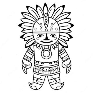 Colorful Kachina Doll Coloring Page | Kachina Doll coloring page