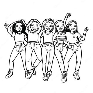Itzy Members Dancing Coloring Page | Itzy coloring page