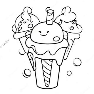 Colorful Ice Cream Sundae Coloring Page | Ice Scream coloring page