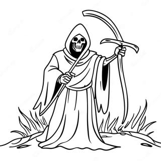Grim Reaper with Scythe Coloring Page | Grim Reaper coloring page