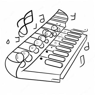Colorful Xylophone with Musical Notes Coloring Page | Xylophone coloring page