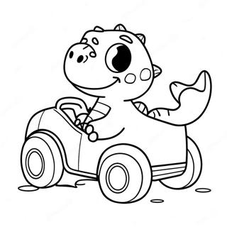 Cute Dinosaur Driving a Car Coloring Page | Dinosaur Car coloring page