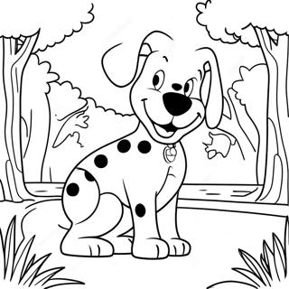 Playful 101 Dalmatians in a Park Coloring Page | Lucky 101 Dalmatians coloring page