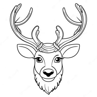 Reindeer Head Coloring Page | Reindeer Head coloring page