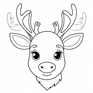 Cute Reindeer Head Coloring Page | Reindeer Head coloring page