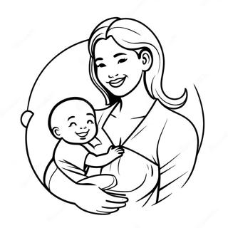 Happy Breastfeeding Mom Coloring Page | Breastfeeding coloring page