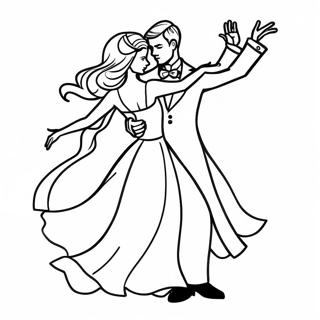 Elegant Prom Couple Dancing Coloring Page | Prom coloring page