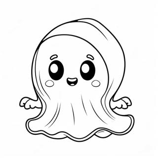 Cute Mini Halloween Ghost Coloring Page | Mini Halloween coloring page