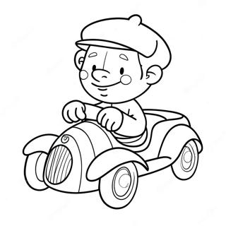 Noddy Driving His Colorful Car Coloring Page | Noddy coloring page