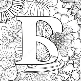 Flower Letter Adult Coloring Page | Flower Letter for Adults coloring page