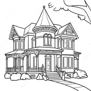 Victorian Mansion Coloring Page | Victorian coloring page