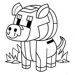 Cute Minecraft Piglin with Gold Coloring Page | Minecraft Piglin coloring page