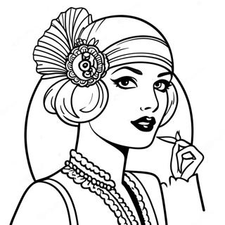 Roaring 20s Flapper Girl Coloring Page | Roaring 20s coloring page