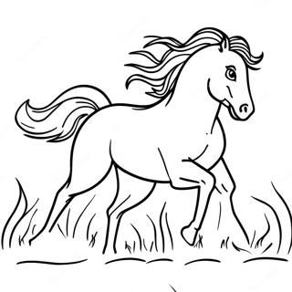 Majestic Wild Horse Running Coloring Page | Wild Horse coloring page