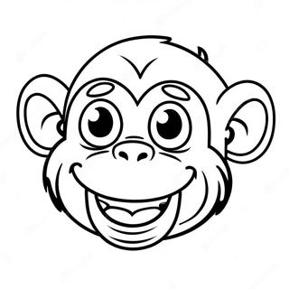 Happy Monkey Face Coloring Page | Monkey Face coloring page