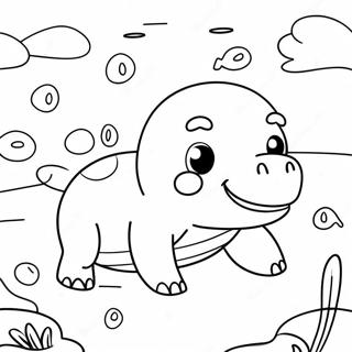 Happy Slowpoke Swimming Coloring Page | Slowpoke coloring page