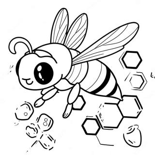 Cute Honey Bee in Honeycomb Coloring Page | Honeycomb coloring page