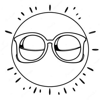 Bright Sun with Sunglasses Coloring Page | Sun Safety coloring page