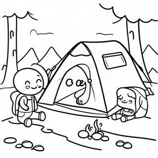 Cute Family Camping Coloring Page | Camper coloring page