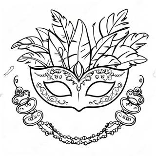 Colorful Mardi Gras Mask with Feathers Coloring Page | Mardi Gras Mask coloring page