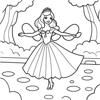 Elegant Barbie in Swan Lake Coloring Page | Barbie Swan Lake coloring page