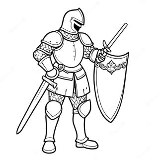 Charming Knight in Armor Coloring Page | Medieval coloring page