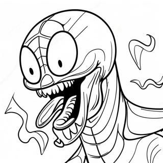 Creepy Venom Among Us Coloring Page | Among Us Venom coloring page
