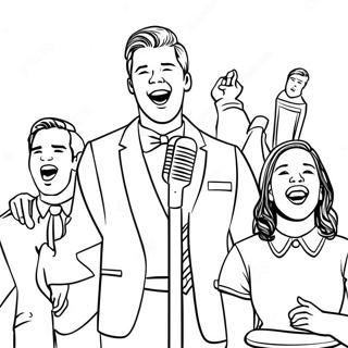 Glee Cast Group Singing Coloring Page | Glee coloring page
