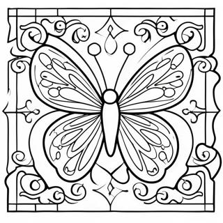 Page à colorier Papillon en vitrail | Page de coloriage Papillon en vitrail