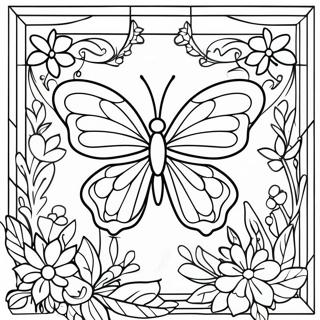 Page à colorier Design de vitrail de papillon coloré | Page de coloriage Papillon en vitrail