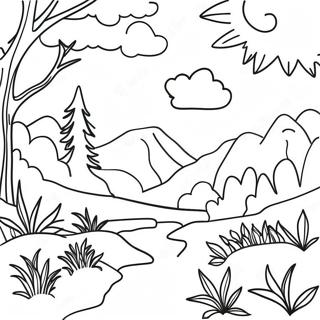 Horizontal Nature Scene Coloring Page | Horizontal coloring page