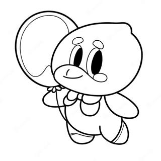 Cute Marx Kirby with Balloon Coloring Page | Marx Kirby coloring page