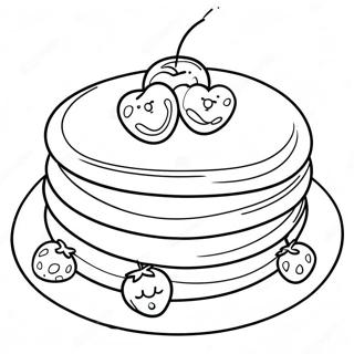 Fluffy Pancakes with Berries Coloring Page | Pancake coloring page