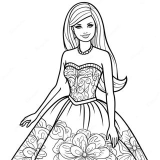 Barbie in a Beautiful Dress Coloring Page | Barbie and Sisters coloring page